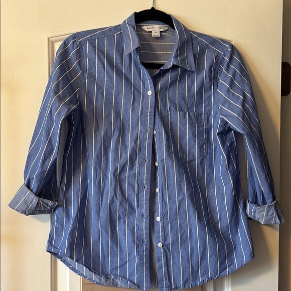 Old Navy Blue and White Striped Button Down Shirt - Picture 1 of 4